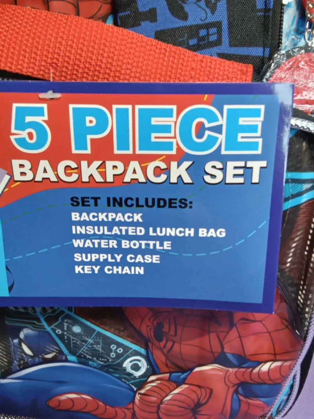 Marvel Spider-Man 5-Piece Backpack Set with Lunch Bag, Water Bot